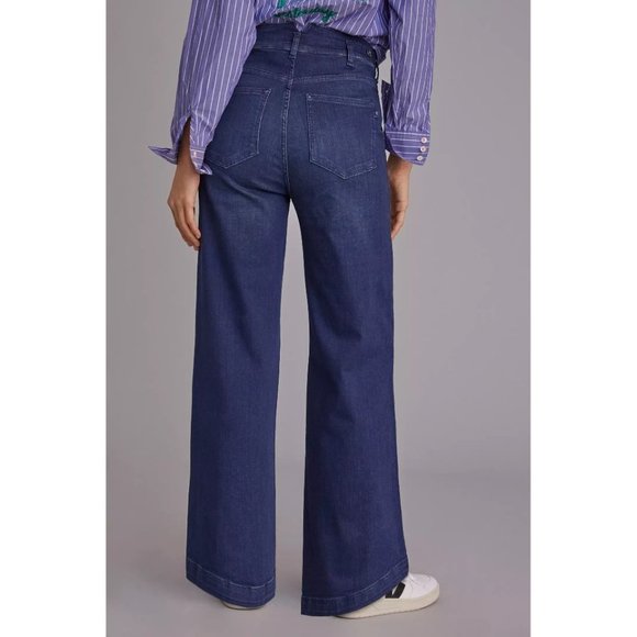 Pilcro Anthropologie Womens Blue Denim The Pier Relaxed Trouser Jeans Size 27 - Picture 2 of 16
